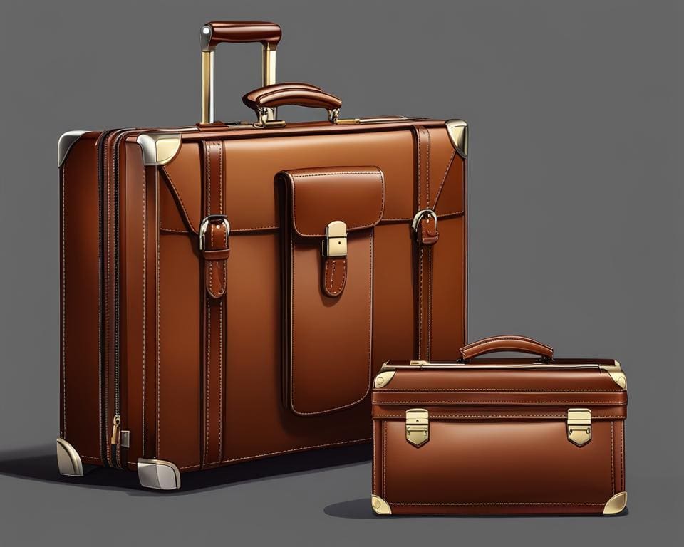 Een exclusieve set van op maat gemaakte bagage en reisaccessoires