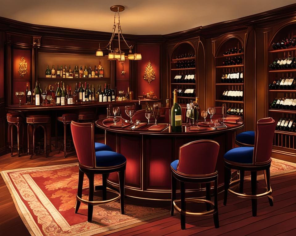 Een privé wijnproefkamer ingericht met zeldzame en oude wijnen
