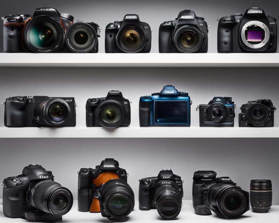 Een verzameling van eersteklas digitale camera's en fotografie-uitrusting