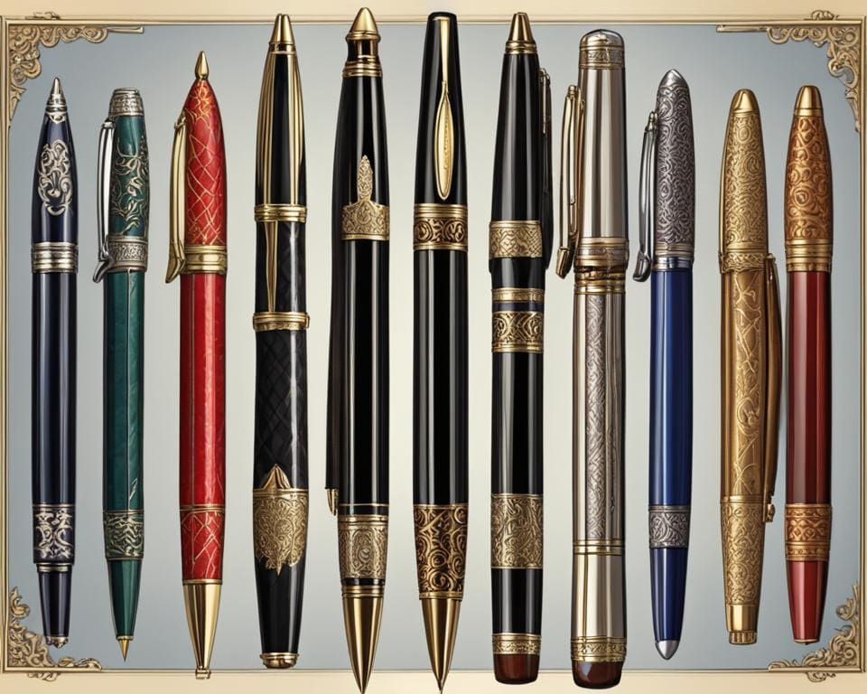 Een verzameling van zeldzame en luxe pennen